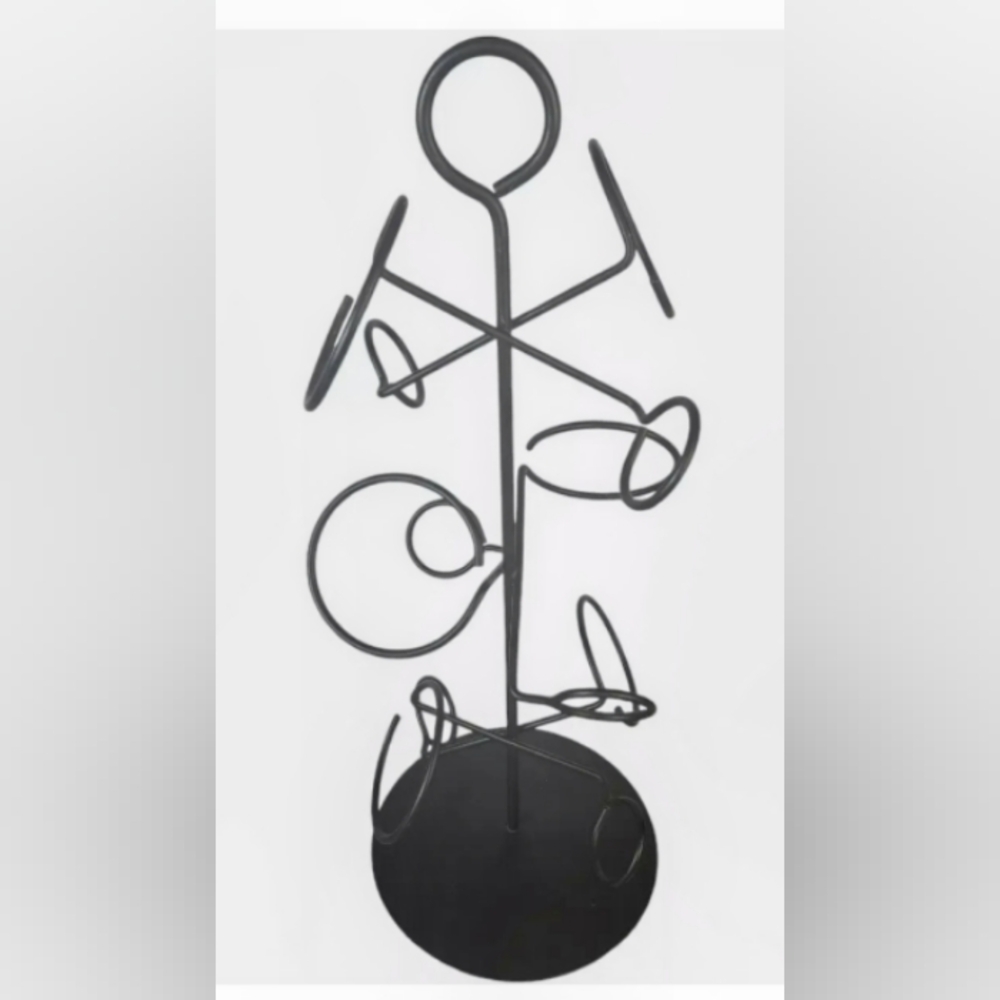 Vintage Wine Rack Black Wrought Iron Counter Top, Holds 6 - 750ml Wine Bottles
